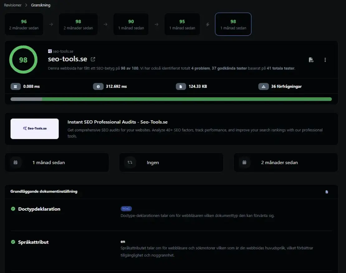 Screenshot of the app dashboard