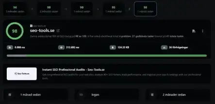 Capture d'écran de la fonctionnalité de suivi de l'historique d'audit de l'application