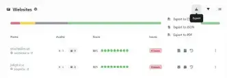 Capture d'écran des fonctionnalités d'exportation CSV, PDF, CSV